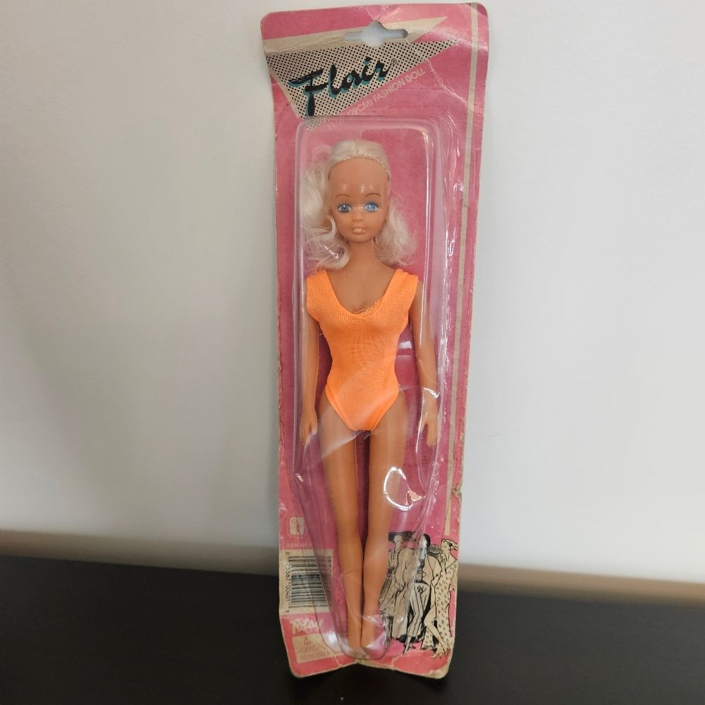 Totsy Flair 11.5” Doll Blonde Hair Bright Orange Swimsuit 11401 Barbie Clone VTG